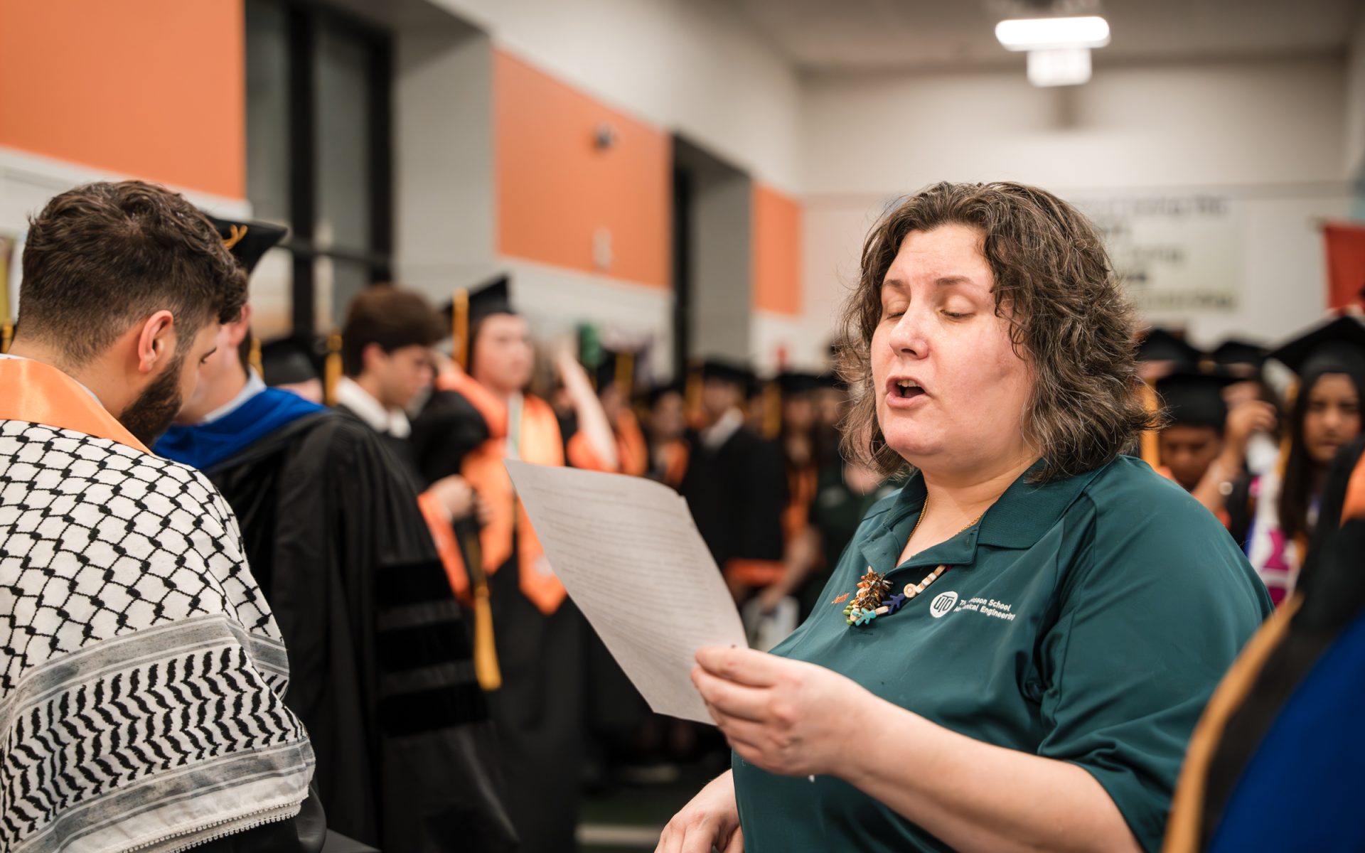 Jennifer Klunk and many staff members across the Jonsson School volunteered for a full day to support graduates at three commencement ceremonies.
